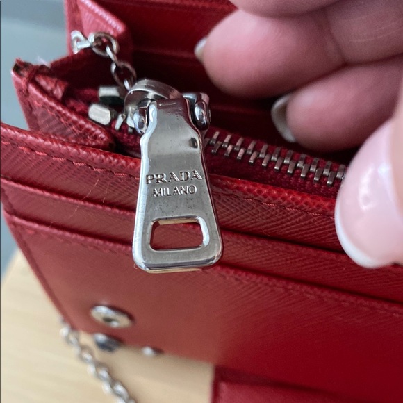 Prada Red Saffinao Studded Borchi Continental Wallet w/Baby Quick Access Pouch - Picture 8 of 14